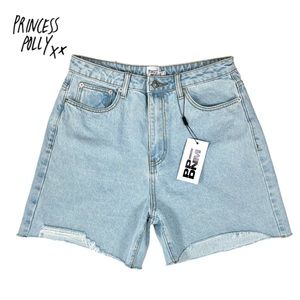 Princess Polly Maggie Denim Short 100 % Cotton Raw Hem Women Size US 12‎